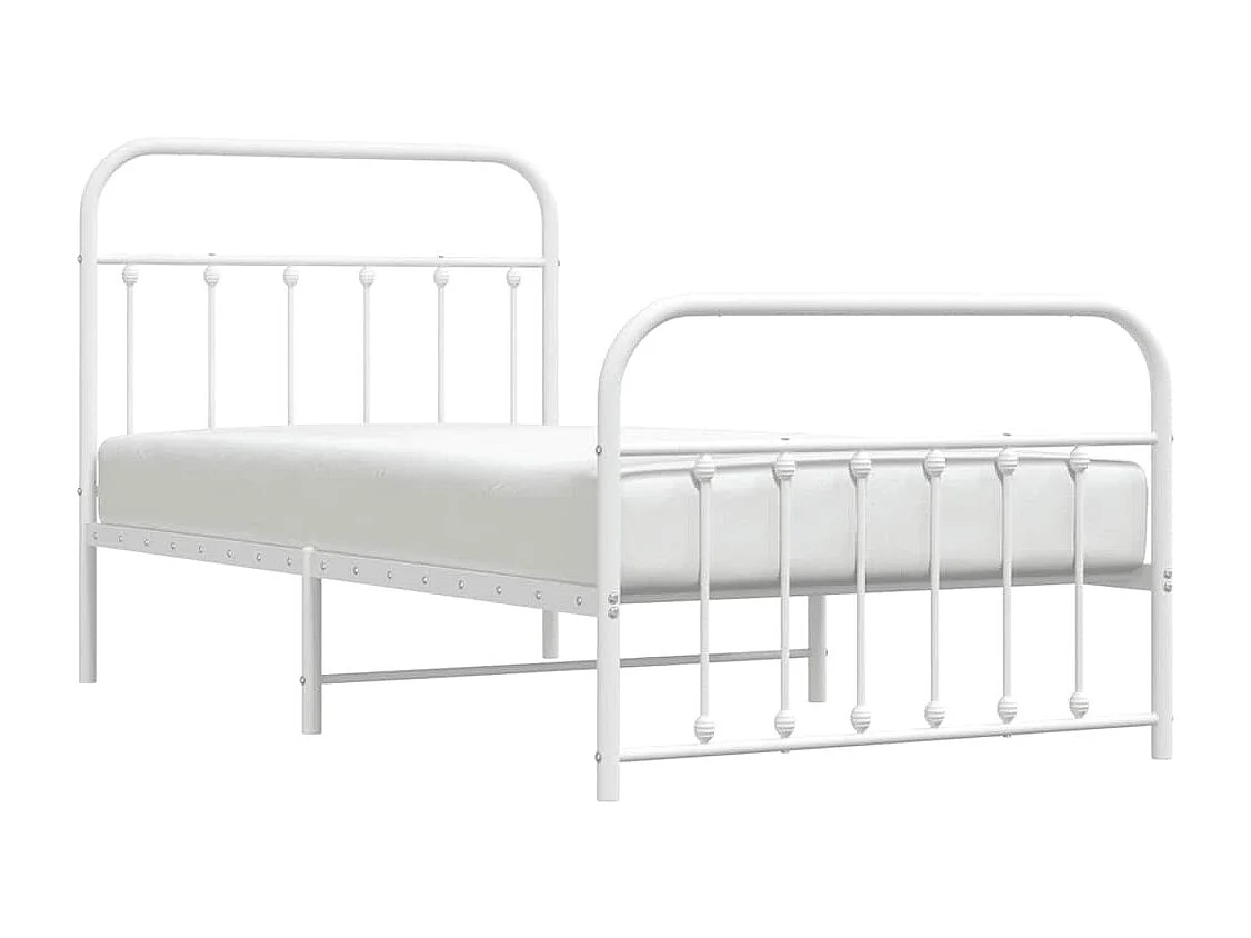 Lit simple | Lit adulte, enfant | Cadre de lit métal et pied de lit blanc 100x190 cm