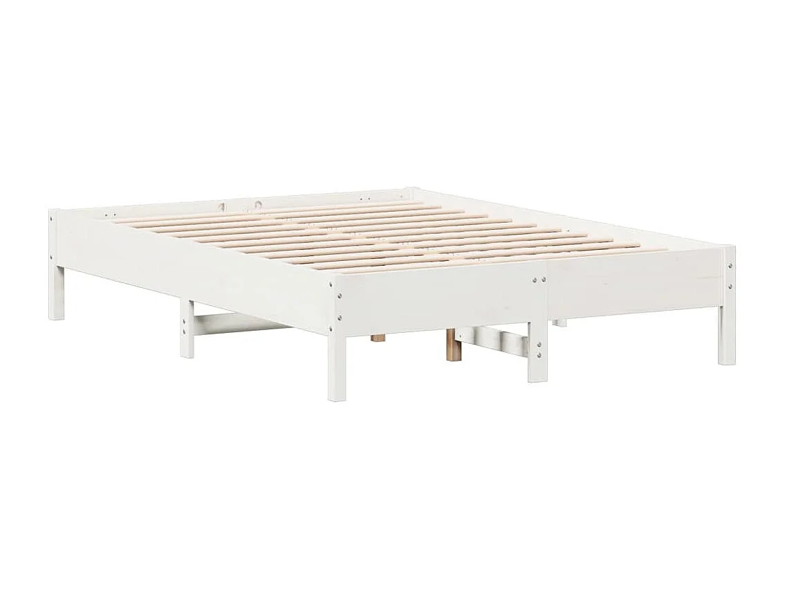 Lit double | Lit adulte | Cadre de lit blanc 140x190 cm bois de pin massif