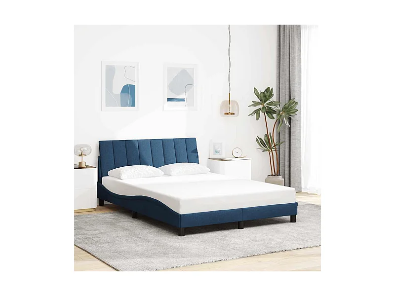 Lit double | Lit adulte | Cadre de lit bleu 140x190 cm tissu