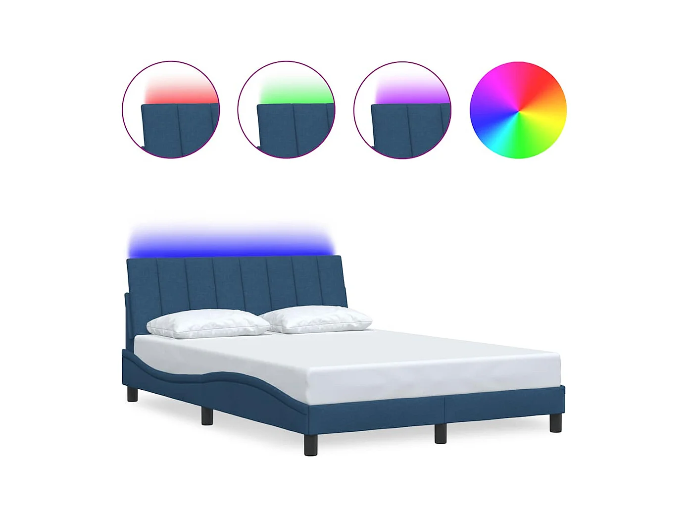 Lit double | Lit adulte | Cadre de lit bleu 140x190 cm tissu