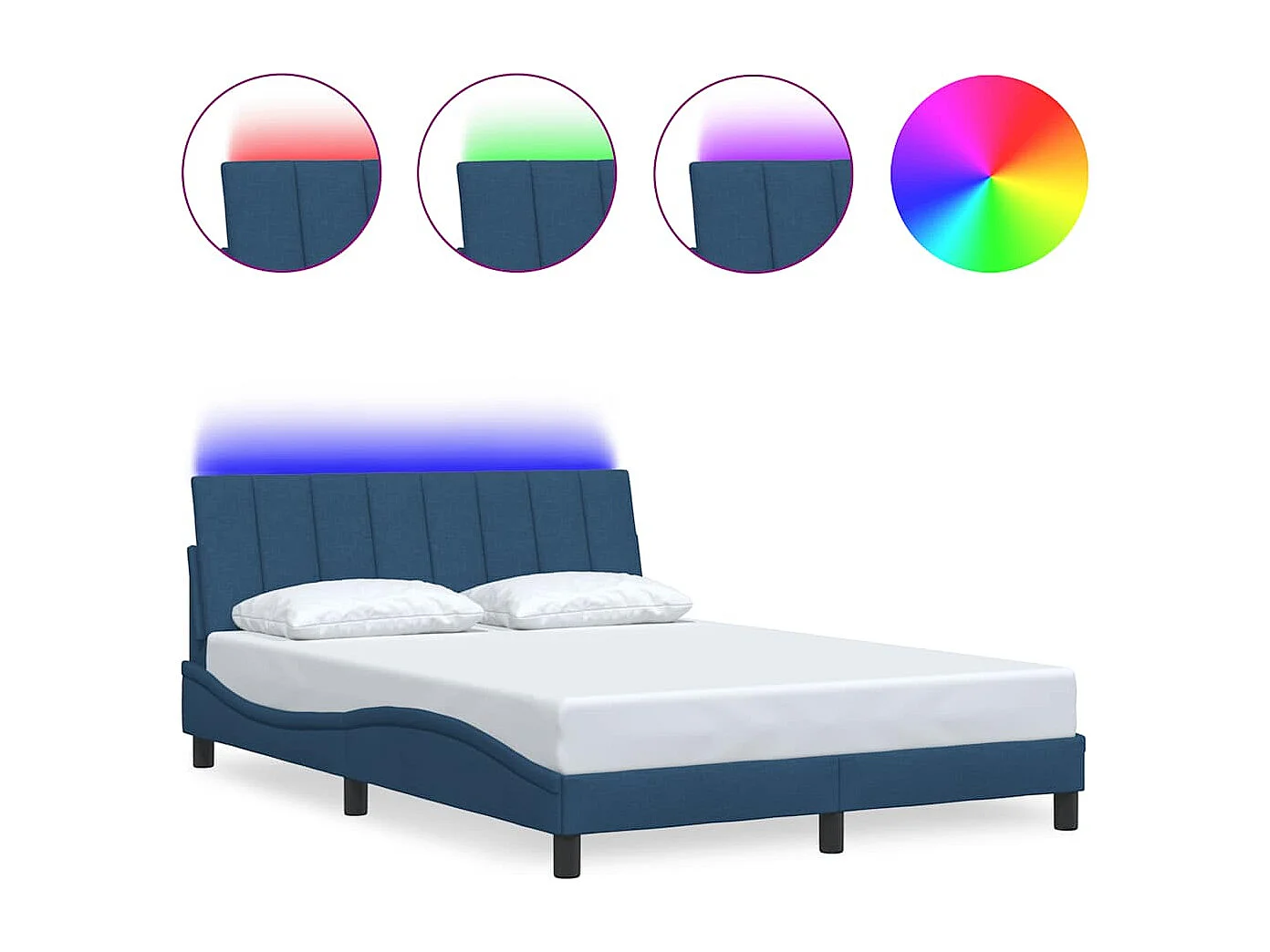 Lit double | Lit adulte | Cadre de lit bleu 140x190 cm tissu