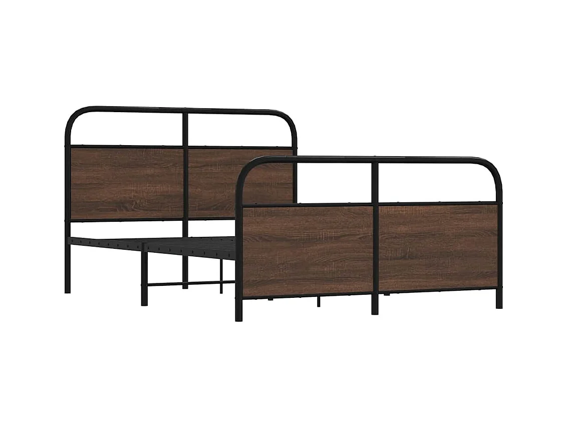 Letto per adulti | Letto matrimoniale | Giroletto senza Materasso in Metallo Rovere Marrone 140x200 cm