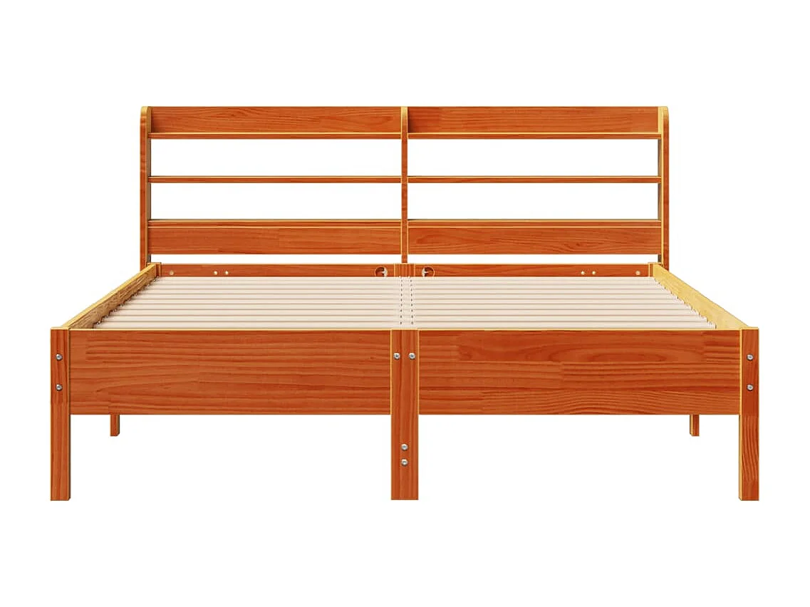 Lit double | Lit adulte | Cadre de lit cire marron 150x200cm bois pin massif