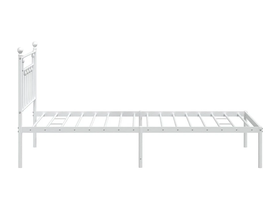 Lit simple | Lit adulte, enfant | Cadre de lit métal et tête de lit blanc 107x203 cm