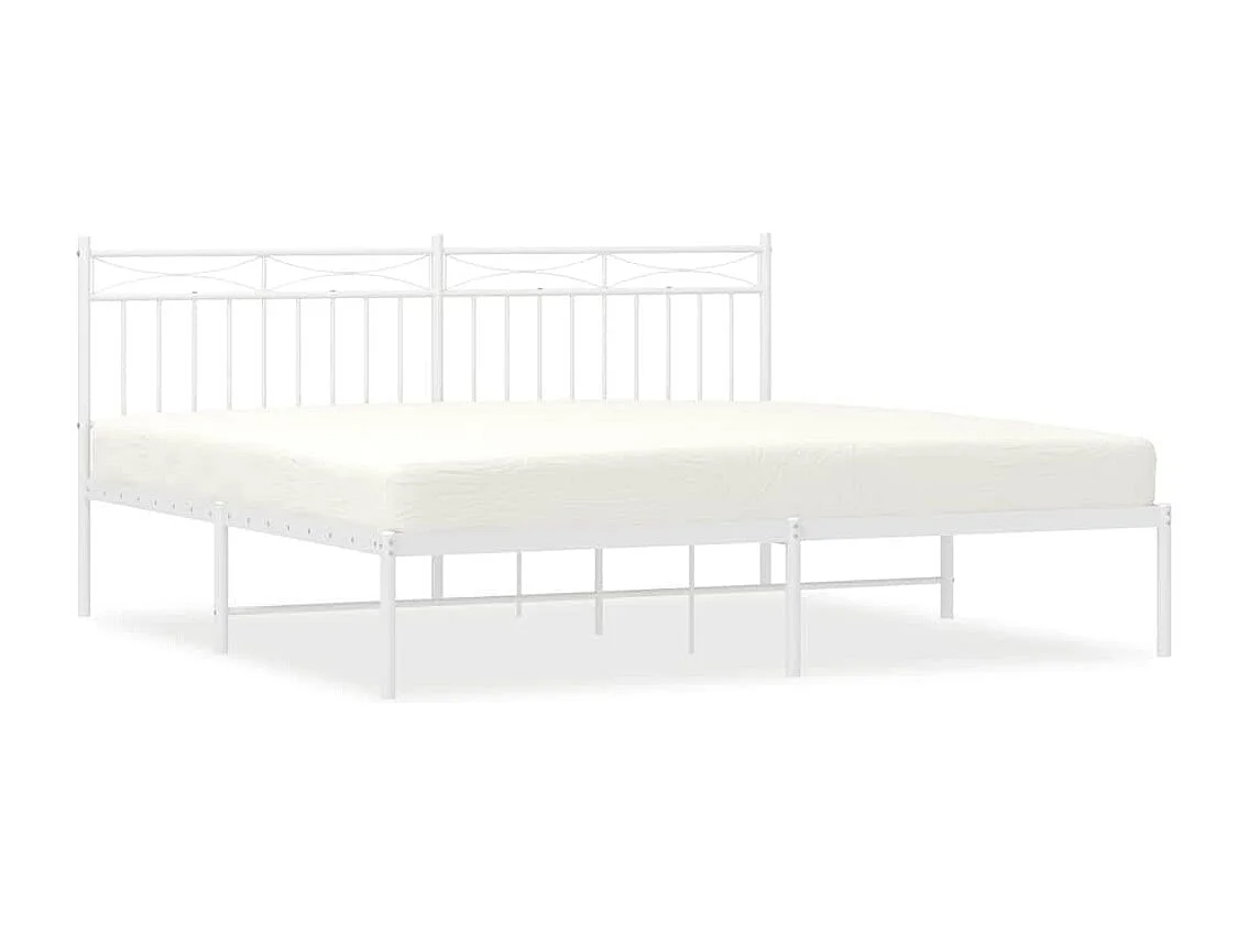 Lit double | Lit adulte | Cadre de lit métal et tête de lit blanc 183x213 cm