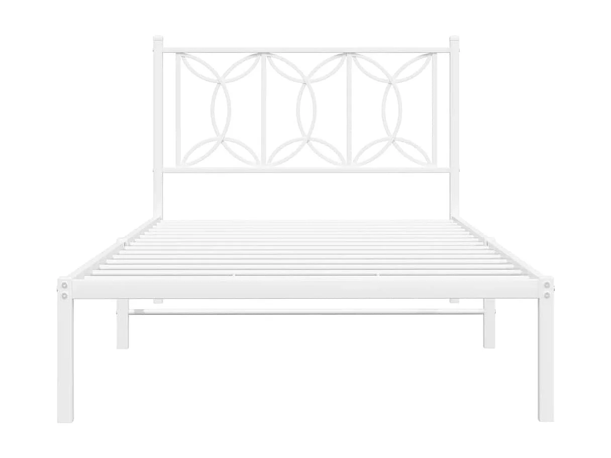 Lit simple | Lit adulte, enfant | Cadre de lit métal et tête de lit blanc 100x200 cm
