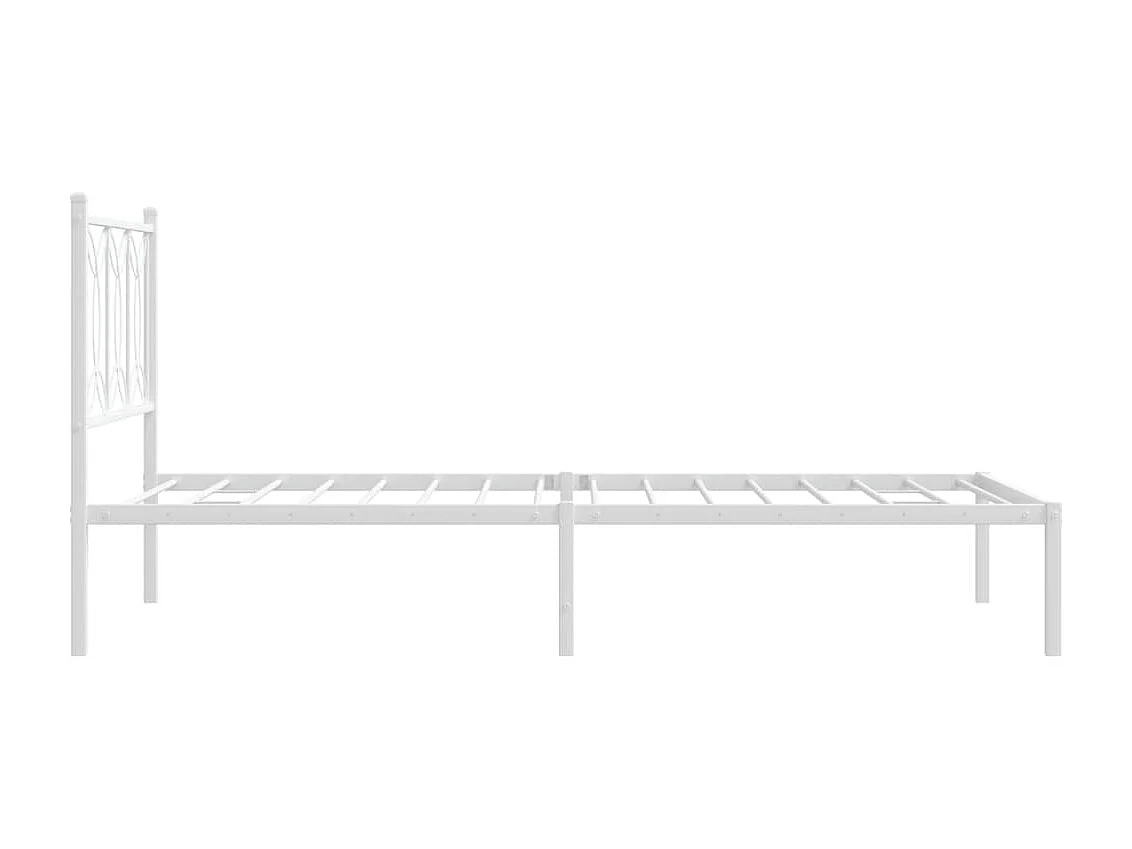 Lit simple | Lit adulte, enfant | Cadre de lit métal et tête de lit blanc 100x200 cm
