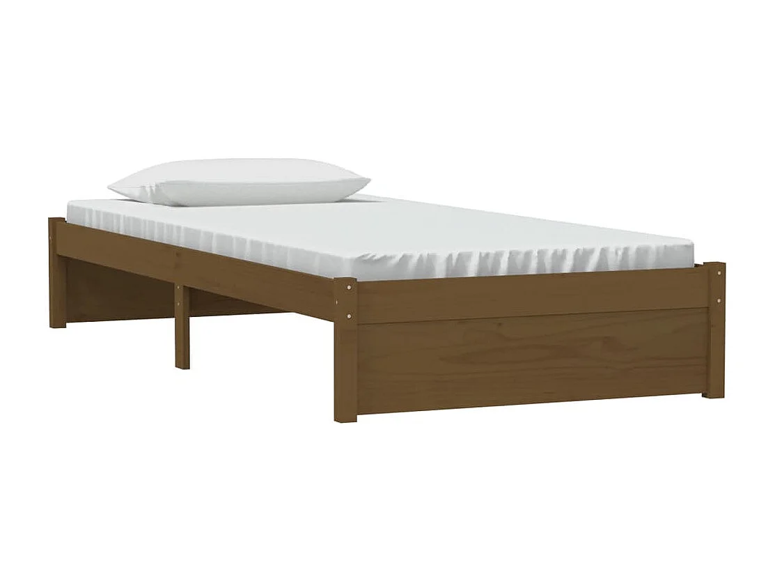 Lit simple | Lit adulte, enfant | Cadre de lit marron miel bois massif 90x190 cm