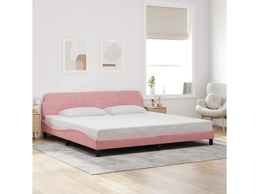 Lit double | Lit adulte | Cadre de lit rose 200x200 cm velours