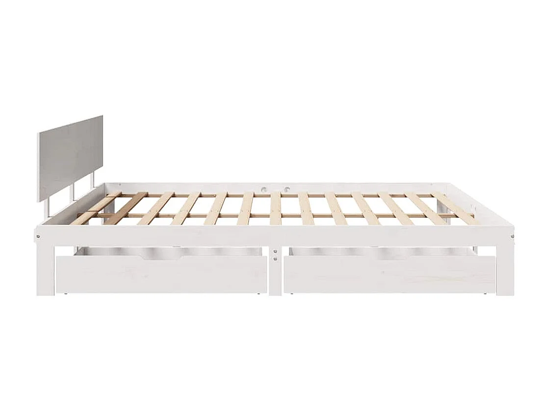Lit double | Lit adulte | Cadre de lit avec tiroirs blanc 200x200 cm