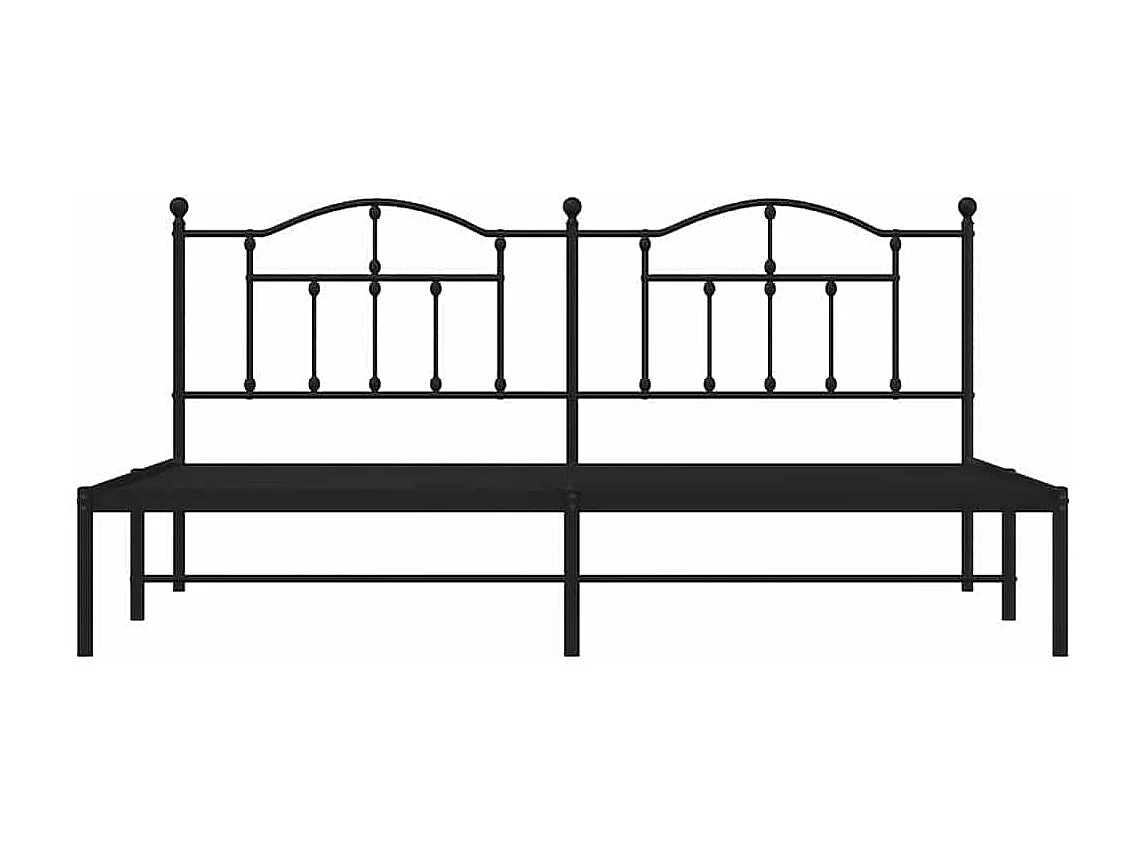 Lit double | Lit adulte | Cadre de lit métal avec tête de lit noir 193x203cm