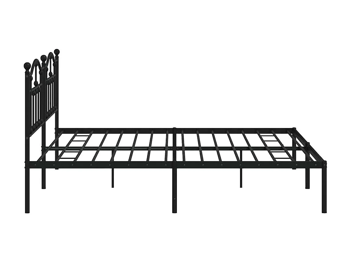 Lit double | Lit adulte | Cadre de lit métal avec tête de lit noir 193x203cm