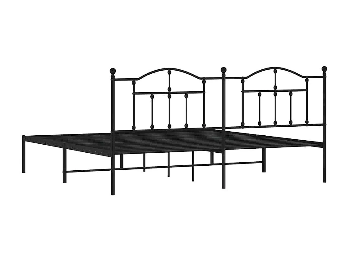 Lit double | Lit adulte | Cadre de lit métal avec tête de lit noir 193x203cm