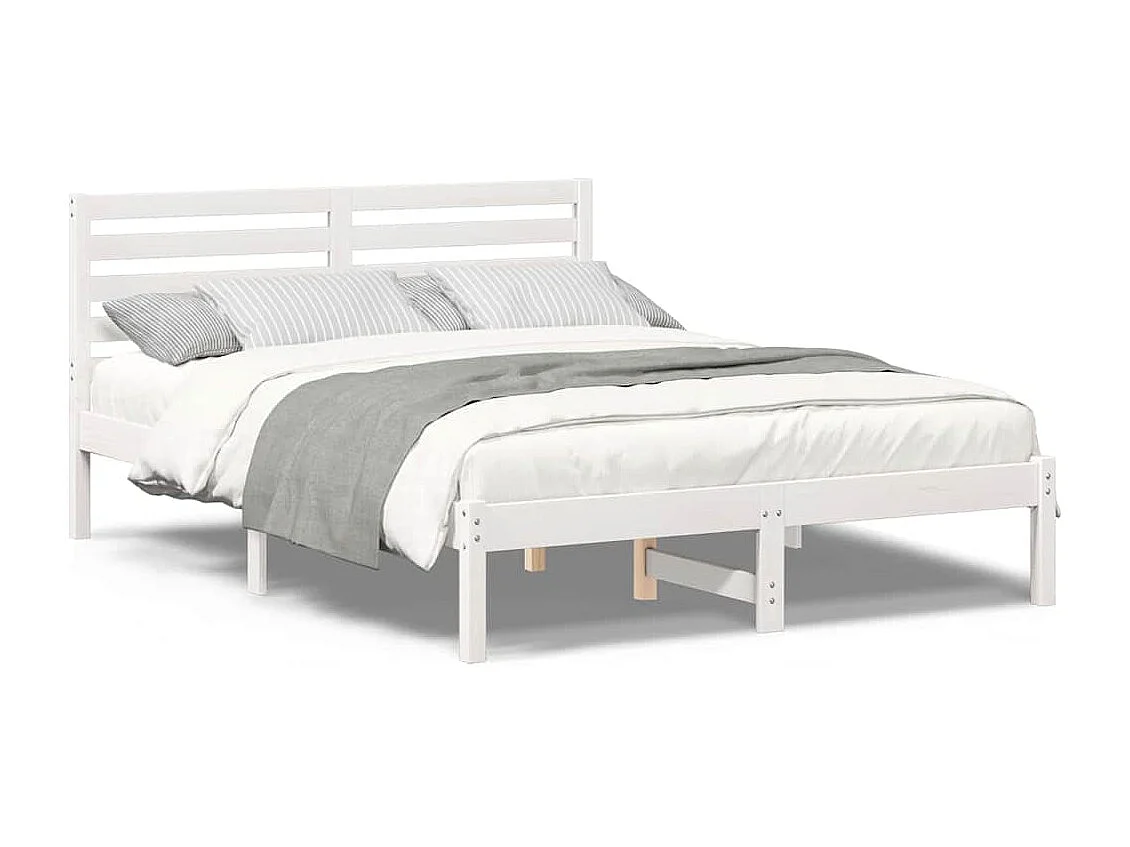 Lit double | Lit adulte | Cadre de lit Blanc 140x190 cm Bois massif en pin