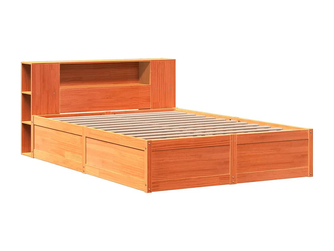 Letto matrimoniale | Giroletto | Struttura del letto senza Materasso Marrone Cera 140x190 cm in Legno di Pino