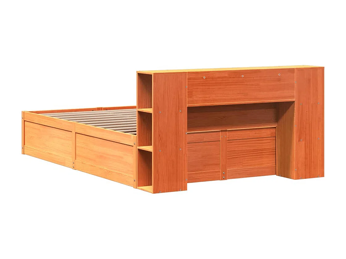 Letto matrimoniale | Giroletto | Struttura del letto senza Materasso Marrone Cera 140x190 cm in Legno di Pino