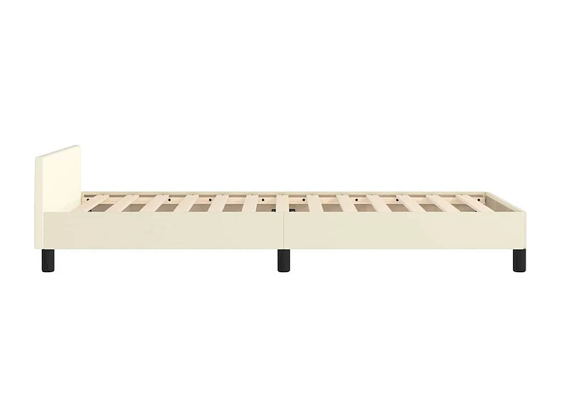 Lit simple | Lit adulte, enfant | Cadre de lit avec tête de lit crème 100x200 cm