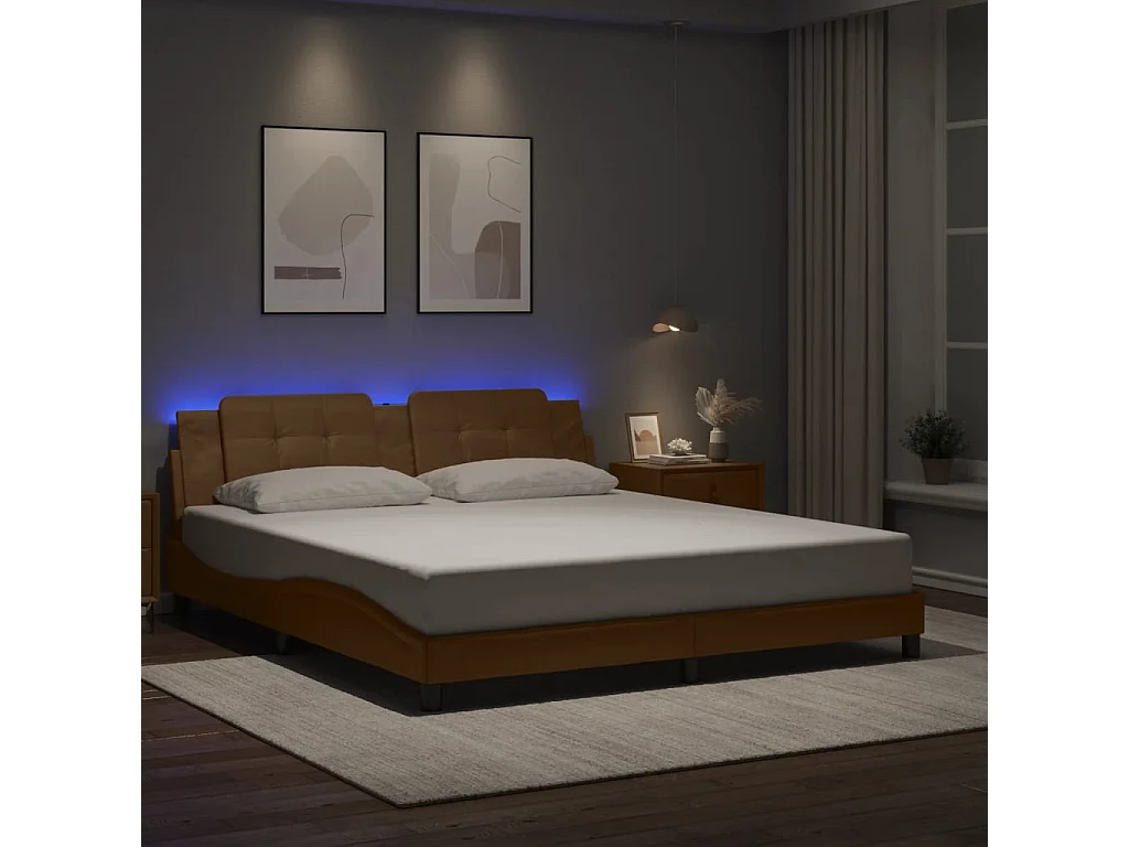 Lit double | Lit adulte | Cadre de lit avec LED cappuccino 180x200 cm