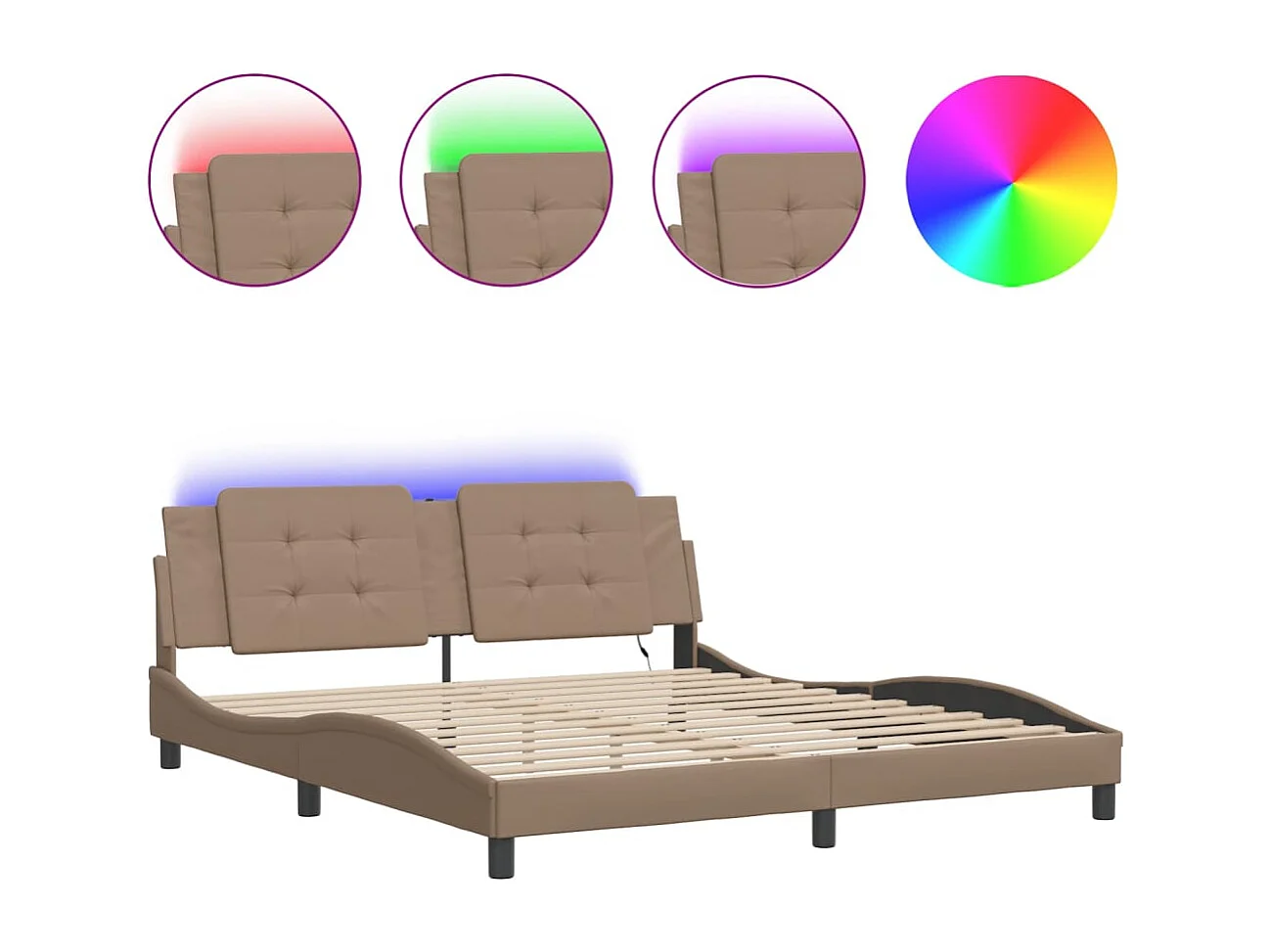 Lit double | Lit adulte | Cadre de lit avec LED cappuccino 180x200 cm