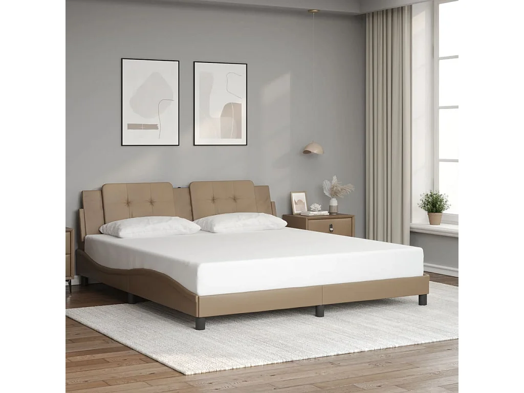 Lit double | Lit adulte | Cadre de lit avec LED cappuccino 180x200 cm