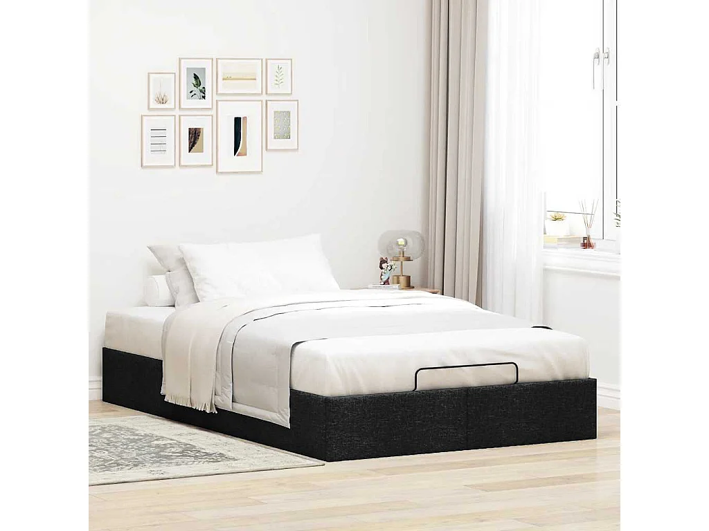 Lit simple | Lit adulte, enfant | Cadre de lit ottoman noir 120x190 cm tissu