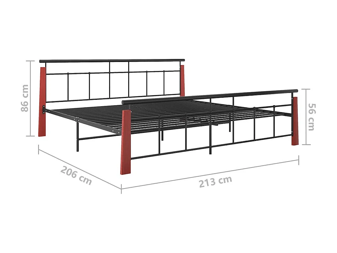 Lit double | Lit adulte | Cadre de lit métal bois de chêne massif 200x200 cm