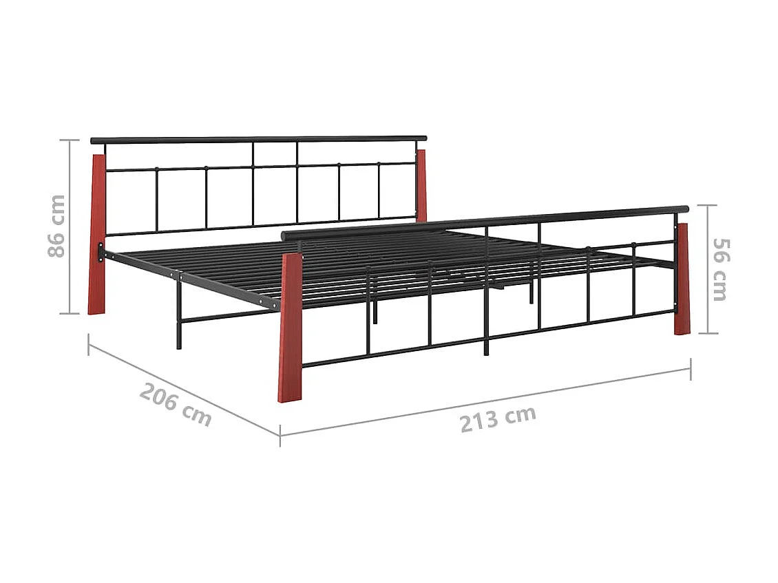 Lit double | Lit adulte | Cadre de lit métal bois de chêne massif 200x200 cm