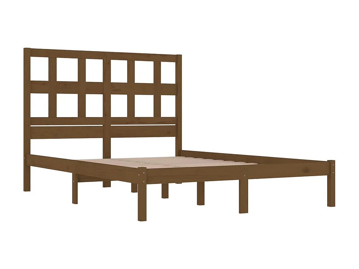 Lit double | Lit adulte | Cadre de lit marron miel 200x200cm bois pin massif