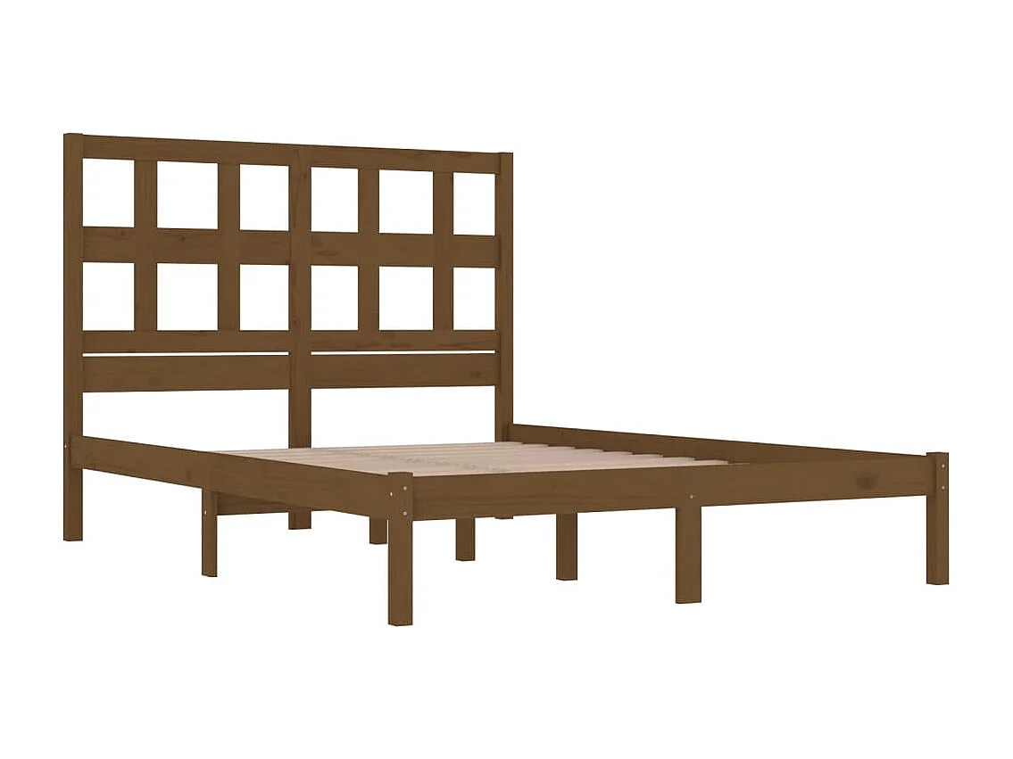Lit double | Lit adulte | Cadre de lit marron miel 200x200cm bois pin massif