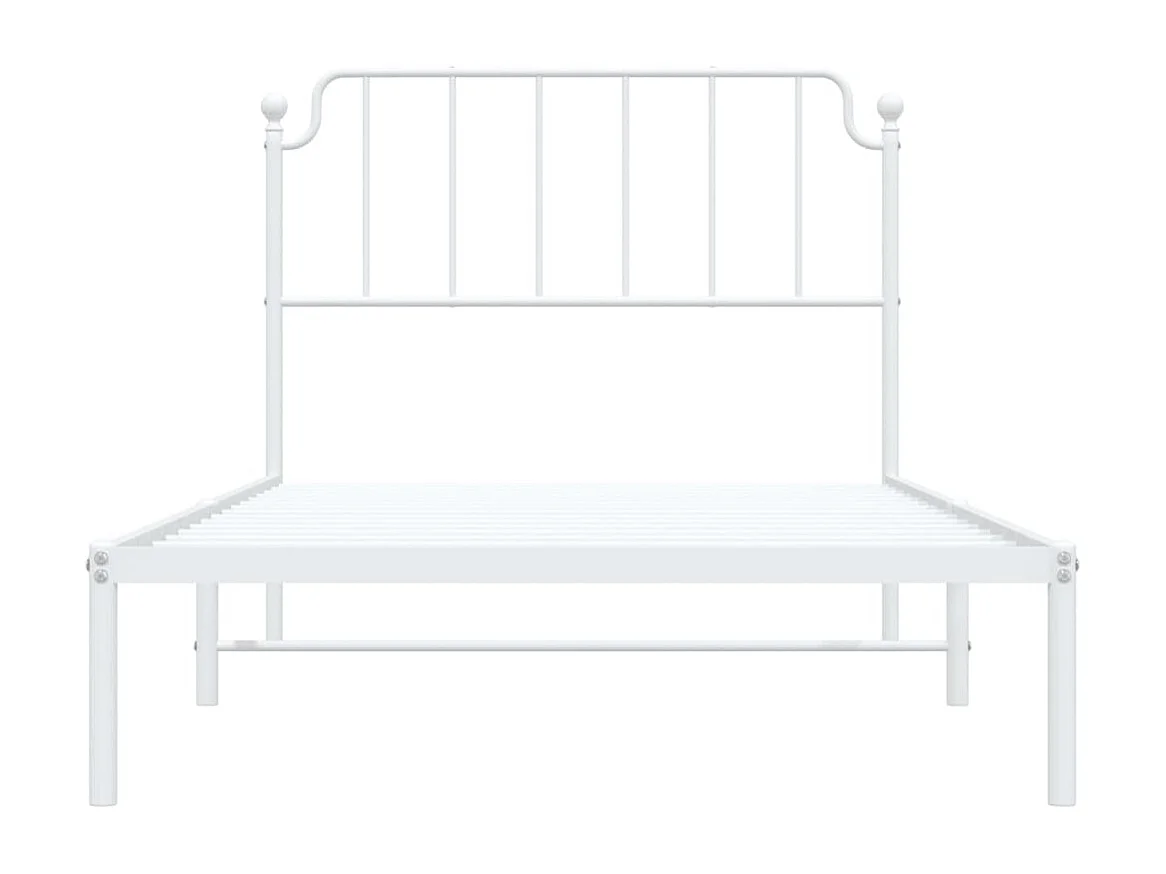 Lit simple | Lit adulte, enfant | Cadre de lit métal et tête de lit blanc 107x203 cm