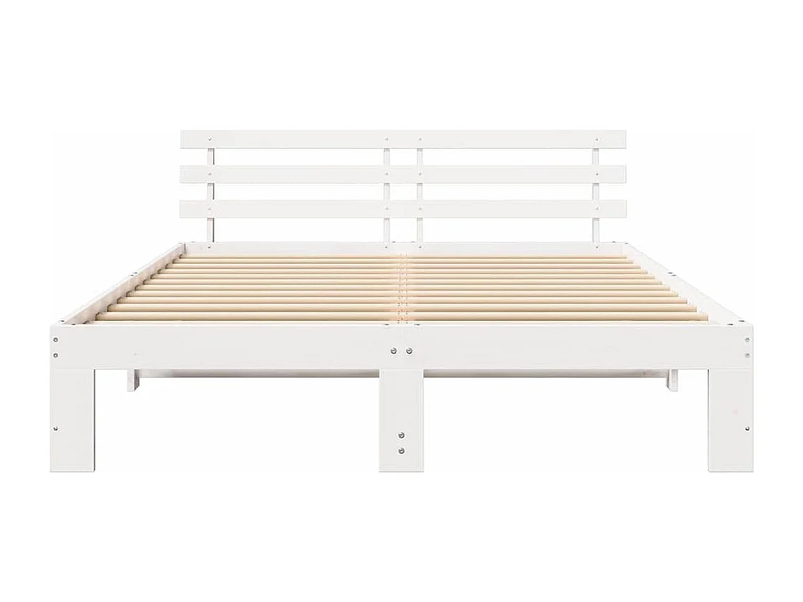 Lit double | Lit adulte | Cadre de lit Blanc 140x200 cm Bois de pin massif