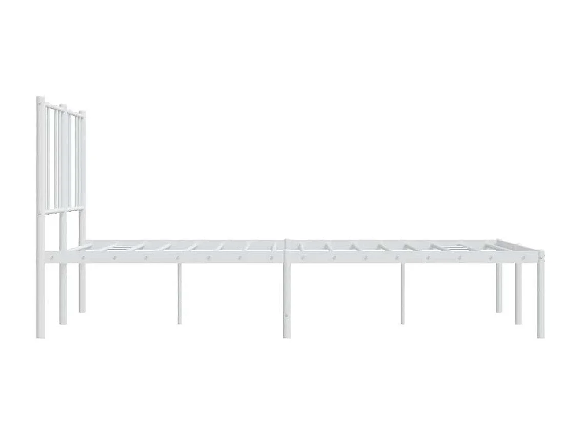 Lit double | Lit adulte | Cadre de lit métal et tête de lit blanc 135x190 cm
