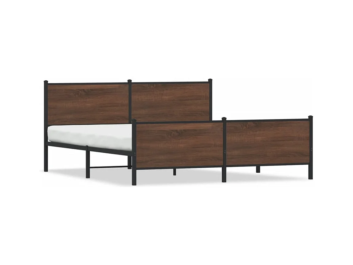 Letto per adulti | Letto matrimoniale | Giroletto senza Materaso in Metallo Rovere Marrone 183x213 cm