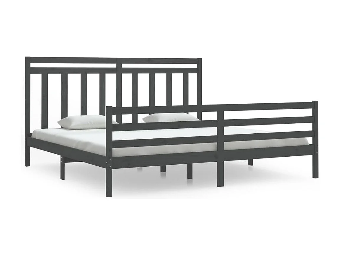 Bedframe | Tweepersoonsbed massief hout grijs 200x200 cm