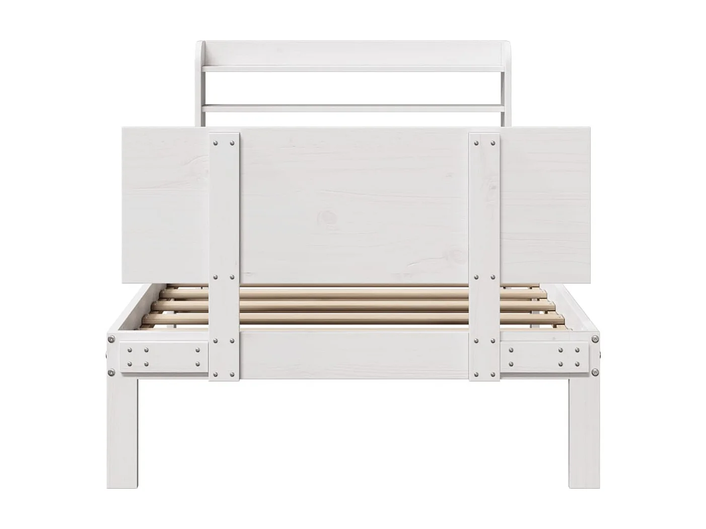 Lit simple | Lit adulte, enfant | Cadre de lit avec tête de lit blanc 100x200 cm