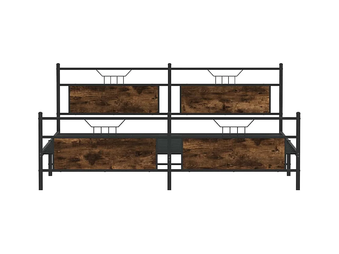 Letto per adulti | Letto matrimoniale | Giroletto senza Materaso in Metallo Rovere Fumo 193x201 cm