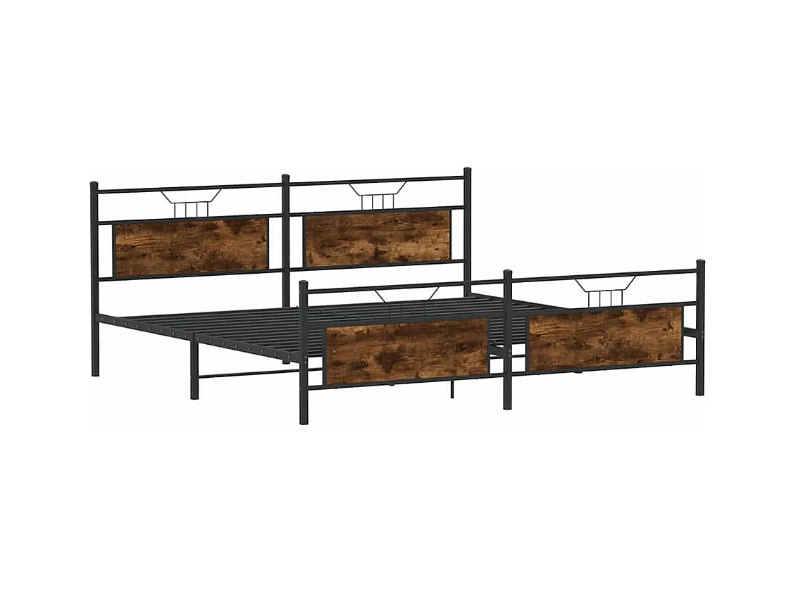 Letto per adulti | Letto matrimoniale | Giroletto senza Materaso in Metallo Rovere Fumo 193x201 cm