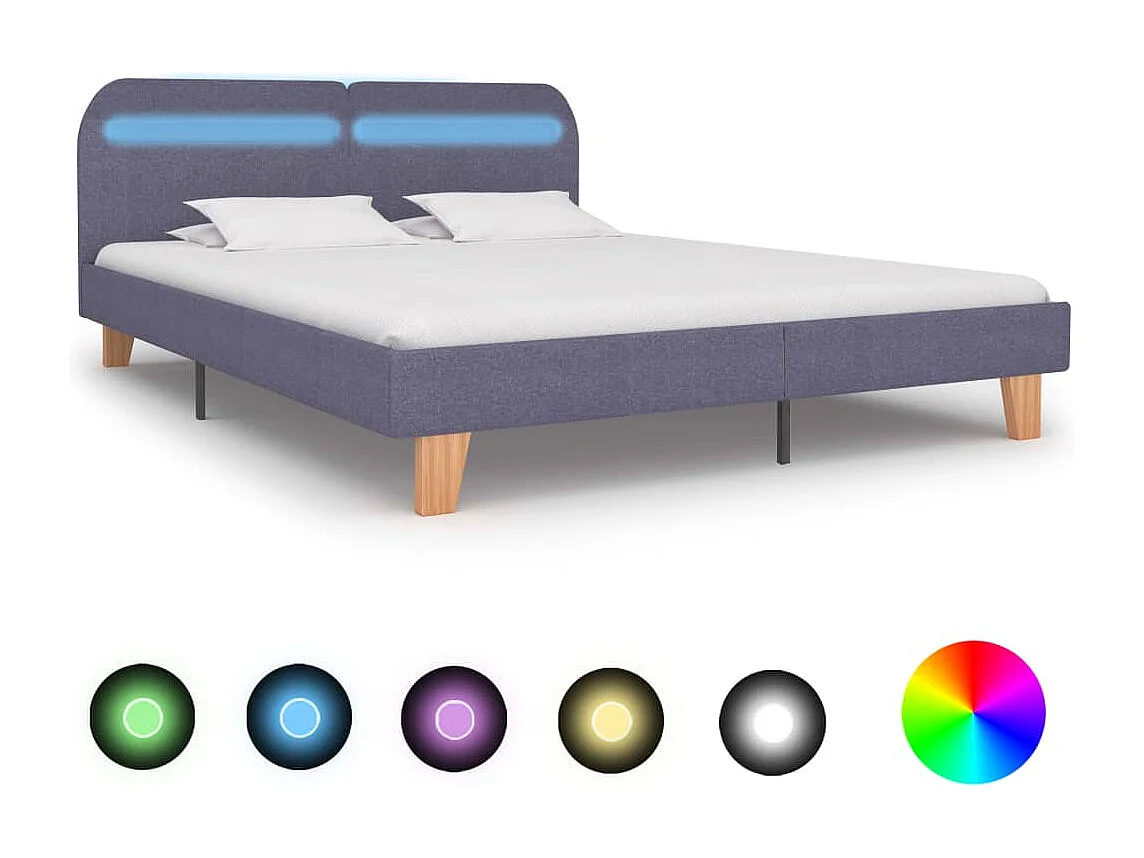 Lit double | Lit adulte | Cadre de lit avec LED gris clair tissu 160x200 cm