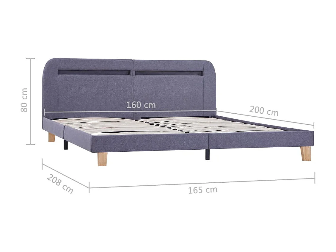 Lit double | Lit adulte | Cadre de lit avec LED gris clair tissu 160x200 cm