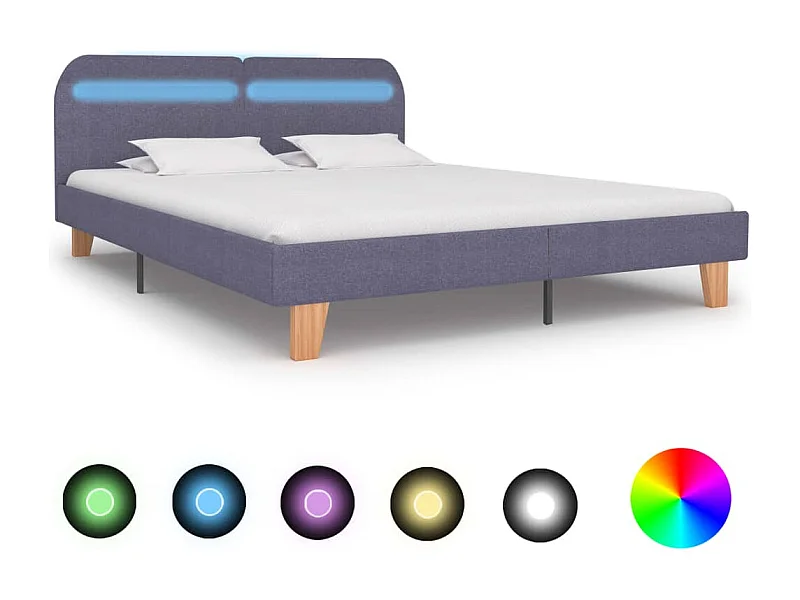 Lit double | Lit adulte | Cadre de lit avec LED gris clair tissu 160x200 cm