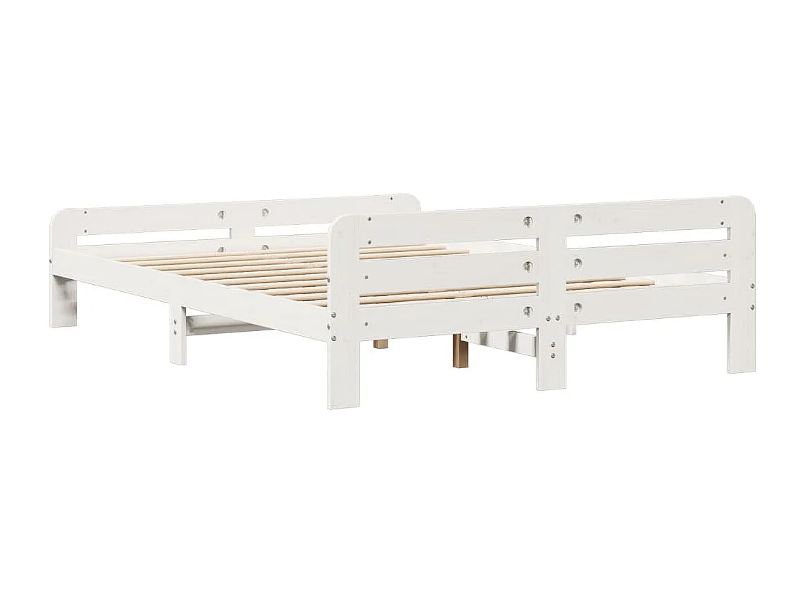 Lit double | Lit adulte | Cadre de lit blanc 150x200 cm bois de pin massif
