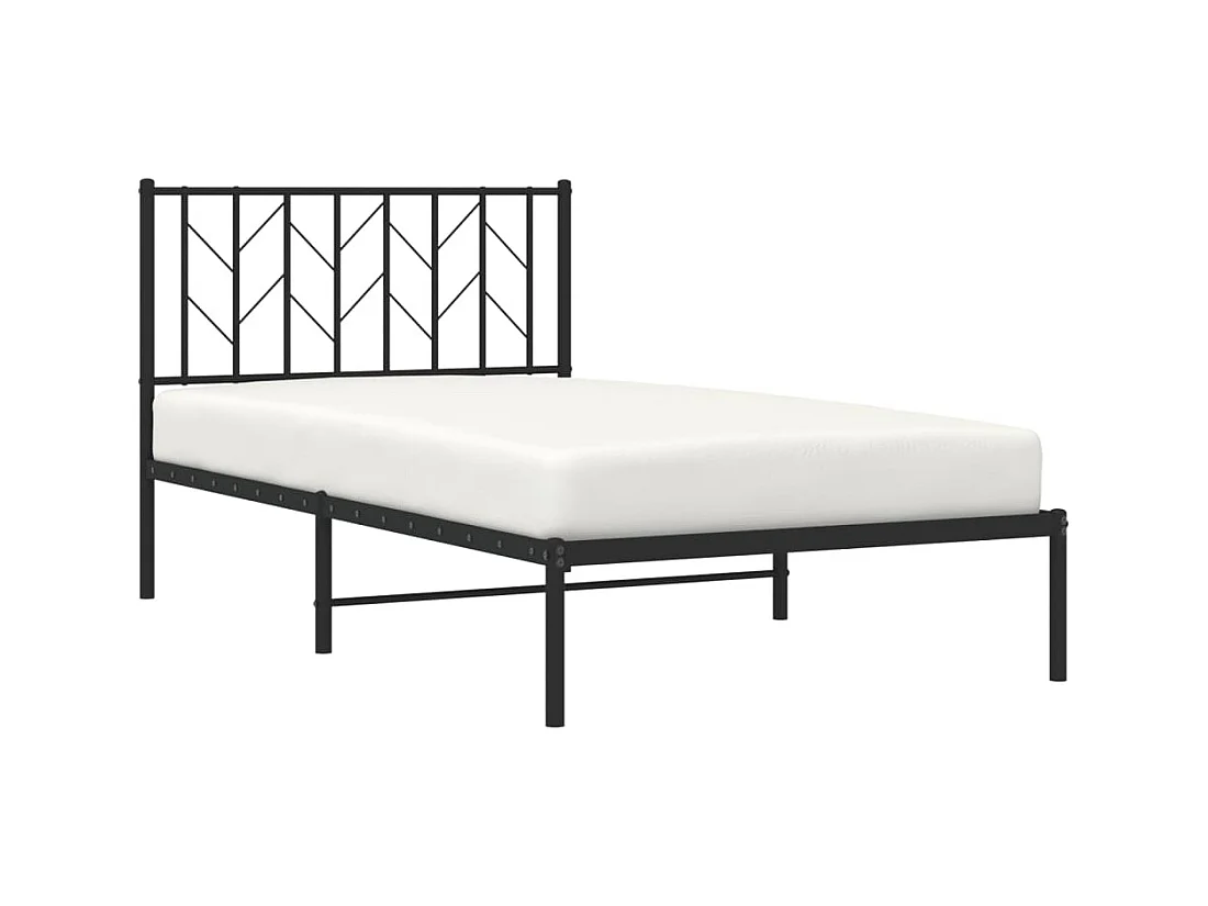 Lit simple | Lit adulte, enfant | Cadre de lit métal avec tête de lit noir 100x190cm
