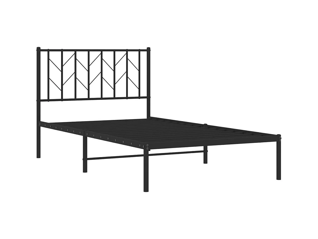 Lit simple | Lit adulte, enfant | Cadre de lit métal avec tête de lit noir 100x190cm