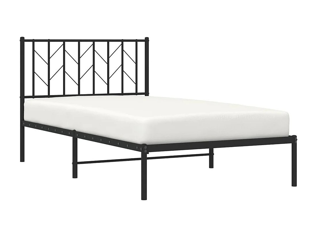 Bedframe | Eenpersoonsbed met hoofdbord metaal zwart 100x190 cm