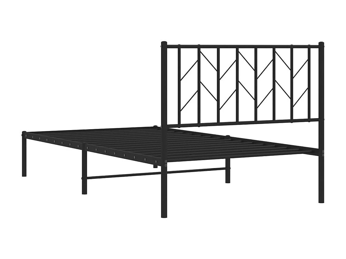 Bedframe | Eenpersoonsbed met hoofdbord metaal zwart 100x190 cm