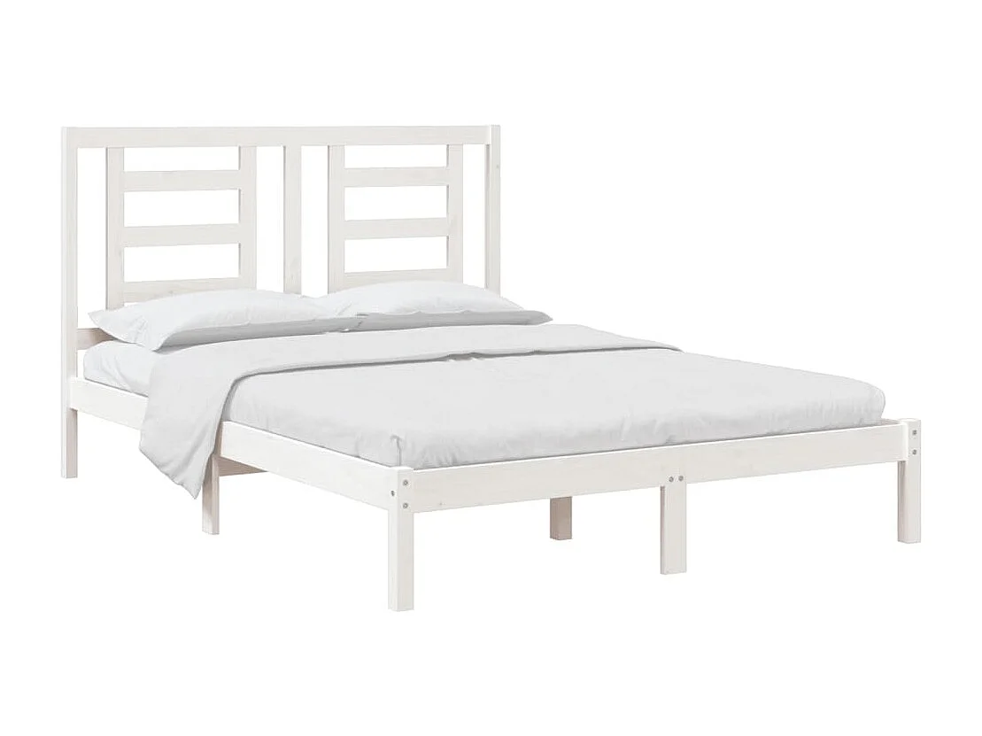 Lit double | Lit adulte | Cadre de lit blanc 140x200 cm bois de pin massif