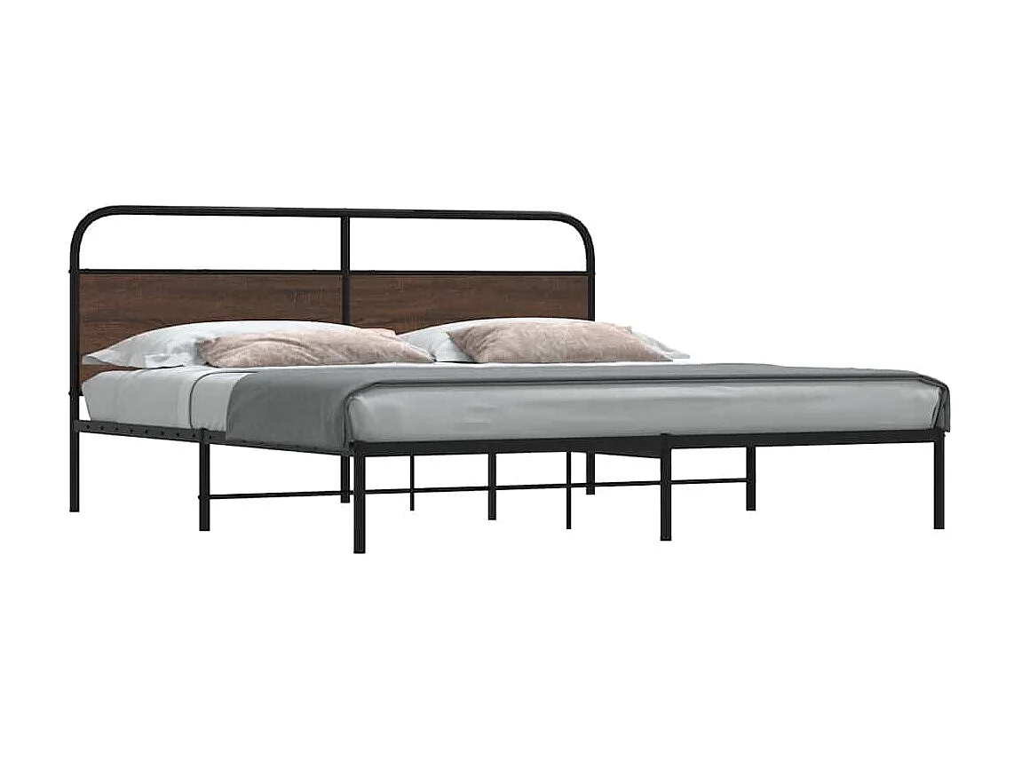 Letto per adulti | Letto matrimoniale | Giroletto senza Materaso in Metallo Rovere Marrone 200x200 cm