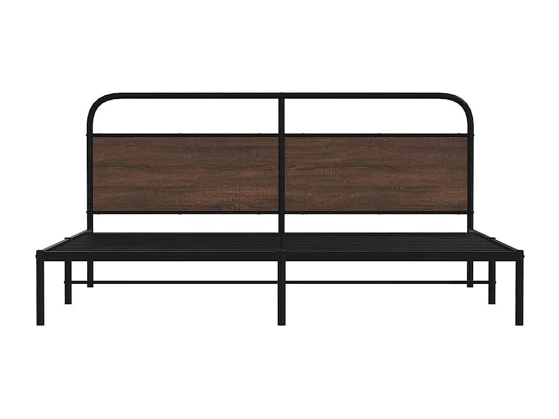Letto per adulti | Letto matrimoniale | Giroletto senza Materaso in Metallo Rovere Marrone 200x200 cm