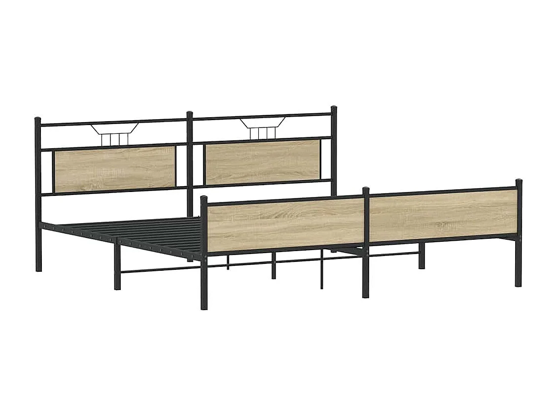 Lit double | Lit adulte | Cadre de lit en métal chêne sonoma 200x200 cm