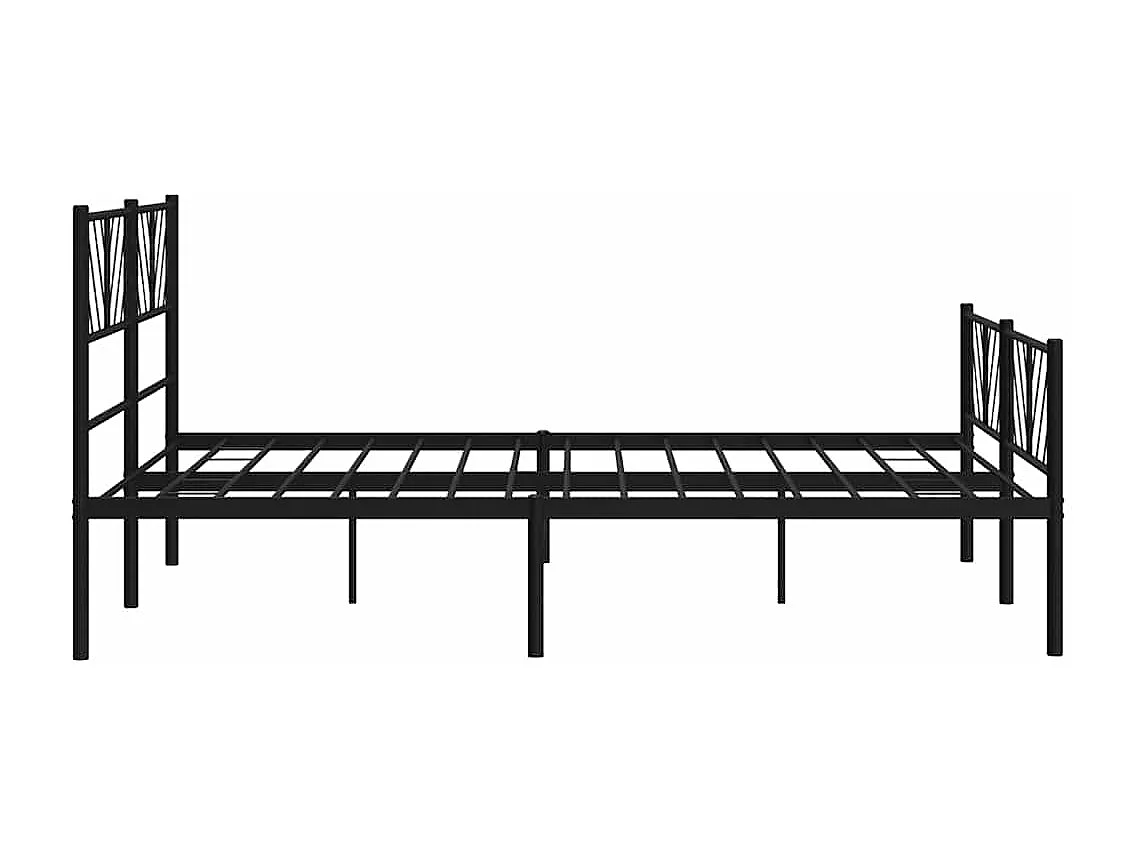 Lit double | Lit adulte | Cadre de lit métal avec pied de lit noir 135x190cm